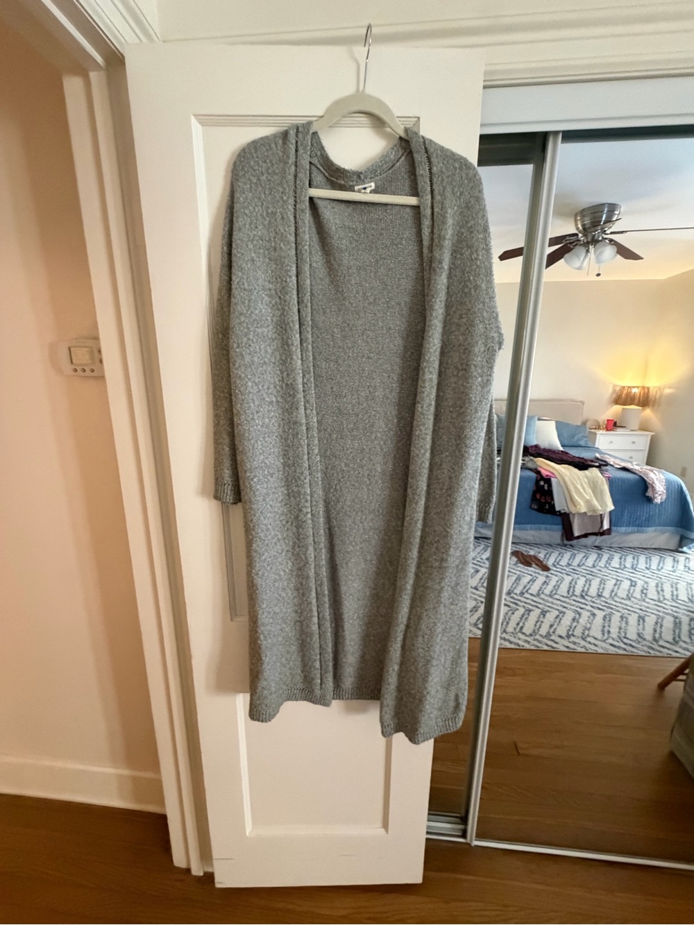 Cozy Open-Front Womenβs Long Cardigan Sweater - Gray